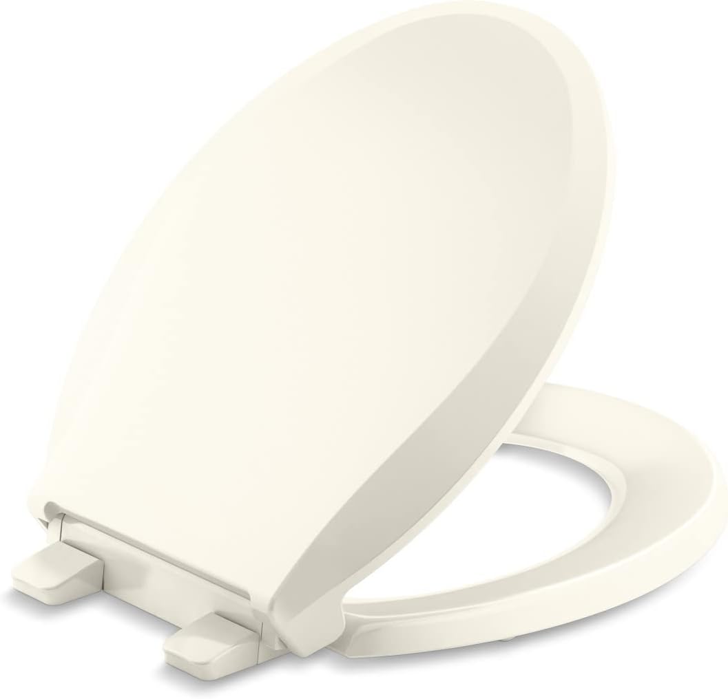 KOHLER 4639-RL-96 Cachet ReadyLatch Quiet-Close Round Toilet Seat, Soft Close Lid, Round Toilet Seat, Biscuit