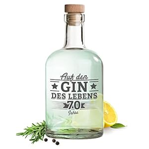 AMAVEL Glasflasche mit Gravur zum 70. Geburtstag, Flasche mit Korken, Apothekerflasche zum Befüllen, Geburtstagsgeschenk…