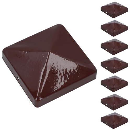 Zaunpfostenkappen aus Metall für Zaunpfosten, 75 mm x 75 mm, Schutzabdeckung, Braun, 8 Stück