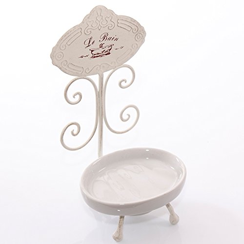Porta sapone da appoggio metallo bianco shabby cm
