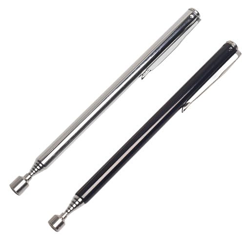 2 piezas Barra Magnética Telescópica, Imanes telescópicos de varilla magnética, Herramienta Recogedor Magnético, agarrador magnético para tornillos, tuercas (Negro y plateado)