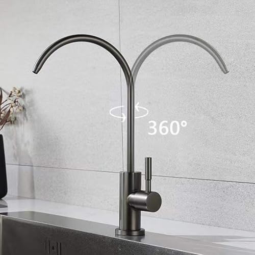Grifo de filtro de cocina con cuello de cisne en acero inoxidable 5