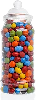 Round Plastic Sweet Jars with Lids Clear Plastic Food Storage Containers with Victorian Style Lids for Sweets, Dry Good, Nuts & more (970, Circular, 6, ST1253)