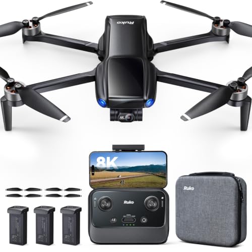 Image of Ruko Drone with Camera for Adults 4K Video & 8K Photo, 96 Mins Flight Time | 20000FT Transmission, 3-Axis Brushless Gimbal, 249g FAA-Exempt, GPS with Beeper, Auto Return, GPS Follow, Beginner Friendly
