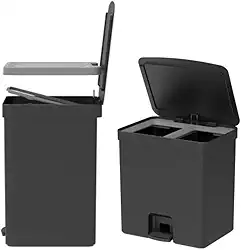 Lixeira 20 Litros De Pedal Cesto De Lixo Duplo Compartimento Trium - Ou (CHUMBO)