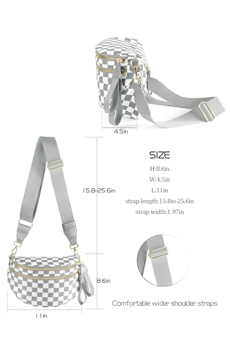 Image of FEIBOON Spacious Checkered Nylon Crossbody Bag Bum Bag Handbags Wallets for Women