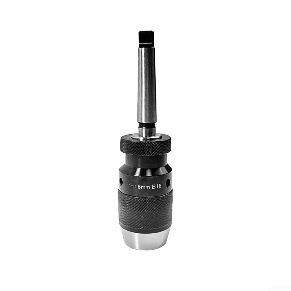 DAZZLEEX Portabrocas autoajustable de 1 a 16 mm B16 con mandril cónico MK2 para perforación de torno, CNC, metal, madera, plástico, sin llave, soporte de herramientas de cambio rápido, acero