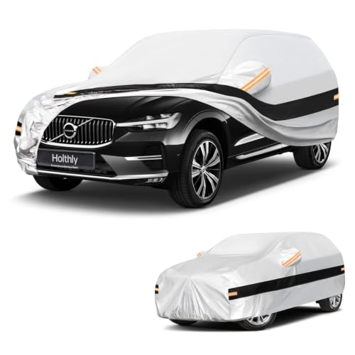 Image of 10 Layers SUV Car Cover Custom Fit for Volvo XC60 (2013-2026), Waterproof All Weather for Automobiles, Outdoor Full Cover Sun Dust Rain Protection with Cotton. Silver