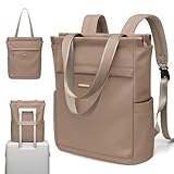 GOLF SUPAGS Convertible Notebook Handtasche, Laptop Rucksack für Damen mit Laptopfach, 15.6 Zoll Stylisch Tagesrucksack, für Schule, Uni, Reisen, Arbeit (Champagnerfarben)