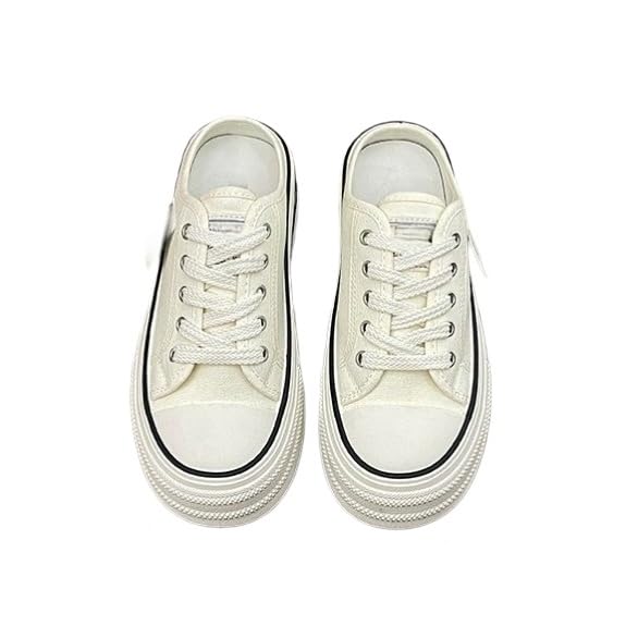 Sneakers Donna,Scarpe da Ginnastica Basse Casual da Donna in Tela con Plateau E Suola Spessa, Allacciatura Frontale, Ideali per Camminare Tutti I Giorni.