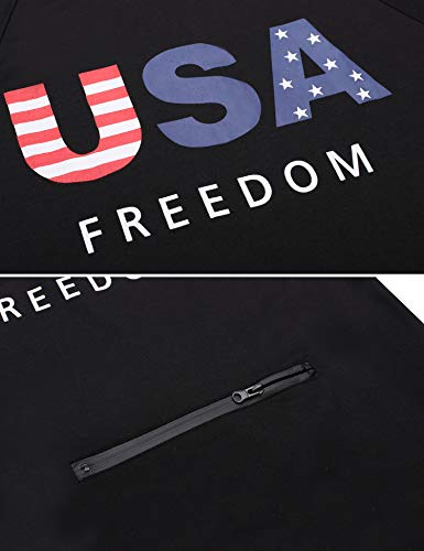 Daupanzees Camiseta regata masculina com bandeira americana para treino com bolsos laterais, Black W