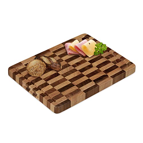 Relaxdays Tabla de Cortar, Madera Acacia, Bandeja Picar Carne Maciza, 40x30cm, Protege Cuchillos,...