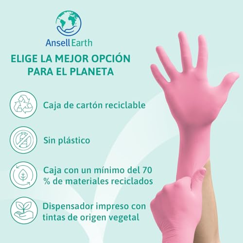 Ansell Guantes Micro-Touch Nitrafree Nitrilo Desechables, Multiuso, Alimentos, Cocina, Limpieza, Mecanico, Sin Polvo, Rosa, Talla XS (100 Guantes) - imagen 10