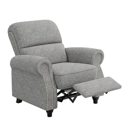 Sillón reclinable alto gris chenille clásico miniatura 1