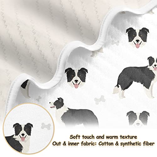 Image of Swaddle Blanket Border Collie Black Cotton Blanket for Infants, Receiving Blanket, Lightweight Soft Swaddling Blanket for Crib, Stroller, Nursery Blankets, 30X40 in
