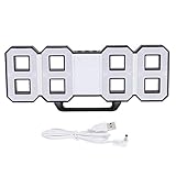 Omabeta LED Horloge Murale réveil numérique 3D en Trois Dimensions Salon Suspendu Mural Horloge électronique Bureau réveil avec boîtier Noir décor à la Maison(Bleu)