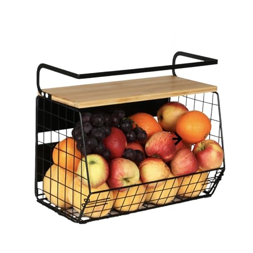 Estante metálico de pared para frutas y verduras que despeja tu encimera de cocina 2
