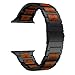 LDFAS Compatible for Apple Watch Band 44mm/42mm, Natural Wood Red Sandalwood Black Stainless Steel Metal Strap with Folding Clasp Compatible for Apple Watch Series 5/4/3/2/1