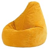 Icon Dalton Pouf Enfant, Velours Côtelé, pour Poire avec Remplissage, Chaise Enfant, Fauteuil Chambre, Meuble Chambre, Meuble Salon, Jaune