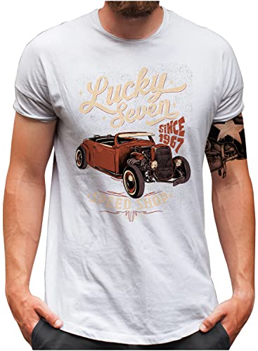 T-shirt Homme US Hot Rod Lucky 7 idéal pour les rassemblements auto