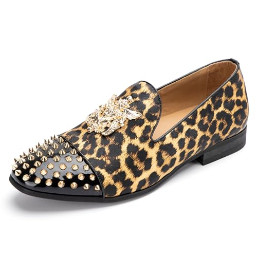 Image of Meijiana Mens Velvet Loafers Dress Shoes with Metal Embellishments Party Luxury Loafer Shoes