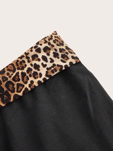 Floerns Women's High Waist Elastic Leopard Patched Leggings Flare Leg Pants3