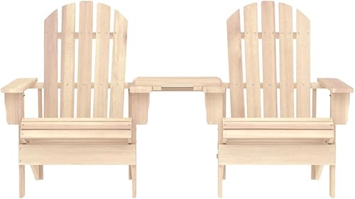 Miniatura 3 de Garden Chair Natural Wood Solid Fir Wood, Ergonomic Adirondack Outdoor Seating for Front Porch, Small Patio Furniture Set