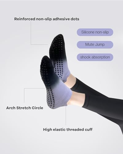 Yoga Socks with Grips for Women Non Slip Pilates Long Sock for Pilates Yoga Barre Training-2pk 6