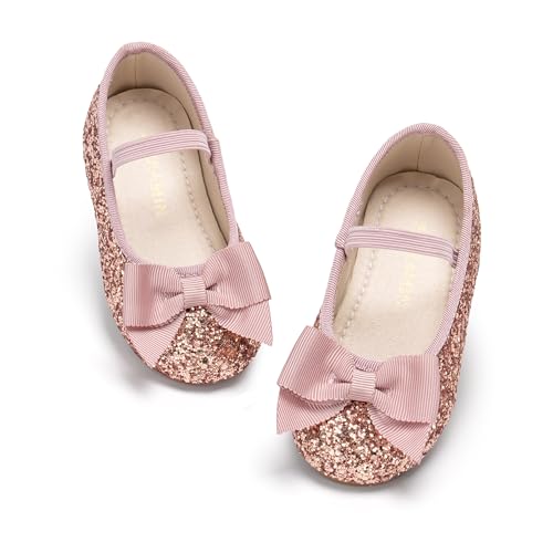 Image of PHIRAMIN Toddler Flower Girl Dress Shoes - Little Girl Ballet Flats Bow Wedding Party