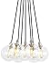 Contemporary Gambit 7-Lite Chandelier Chandeliers in Satin Nickel with Transparent Glass Globe