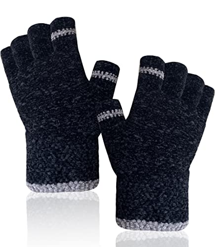 Gants Sans Doigts-Mitaines Hiver Femme,Demi Doigts Gants Mitaines en tricot d'Hiver Tactile Douces et Moelleuses pour Femmes et Taille Unique Cover