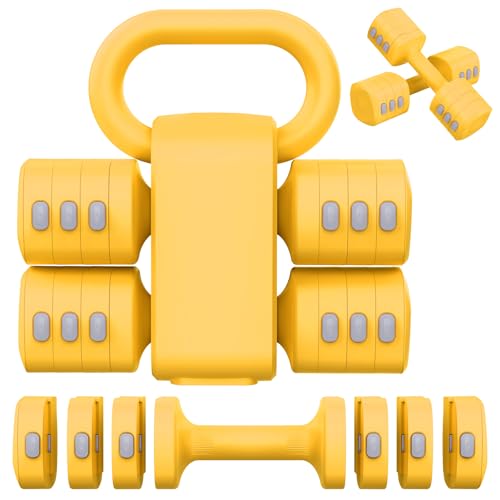 Image of Hezeyferg 2-in-1 Adjustable Dumbbells Set, 4 Levels Weight Dumbbells Set for Women Men, Each 2.2 /3.3 /4.4 /5.5lb Hand Weights with Kettlebell Form for Home Gym Exercise Training