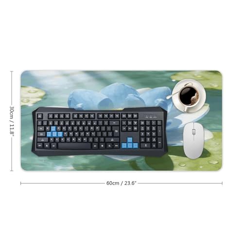 Light Blue Lotus desk pad grande impermeable 30x60 cm miniatura 2
