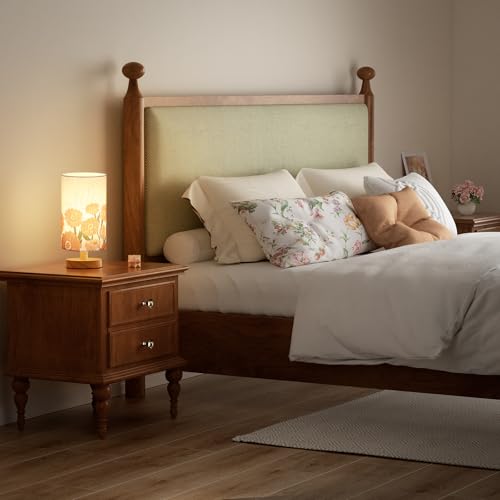 Image of Fenmzee Sunflower Table Lamp for Bedroom - Inline Control, Small Bedside Lamp with 3000K A15 LED Blub, Easy Assembly (Sunflower Cream Shade, 9 inch Inline Control)