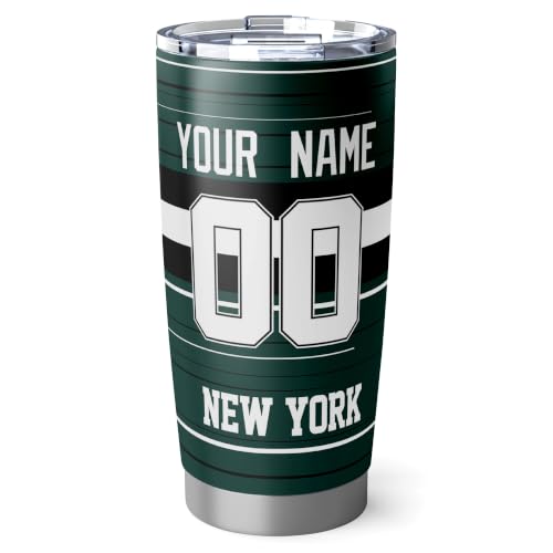 Image of New York J Tumbler 20oz Travel Mug Gifts Custom Name Number
