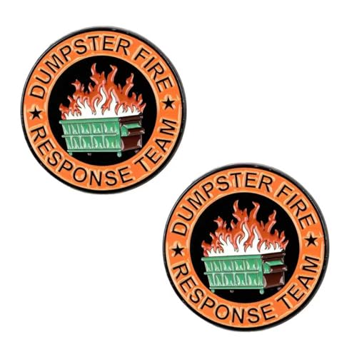 2PCS Dumpster Fire Response Team Pin Office Humor Funny Enamel Pins Dumpster Fire Team Gifts for Coworkers Team LeadeOrange