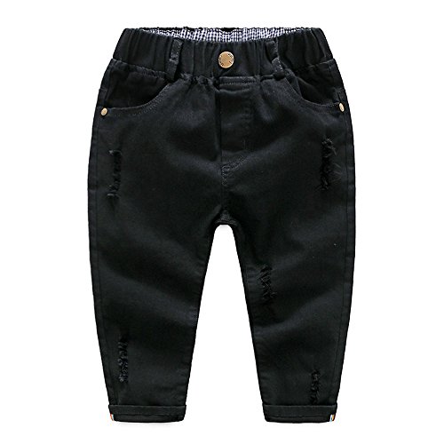 Ding-dong Kid Toddler Boy Cotton Denim Pants(Black,3-4T)