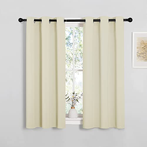 Image of NICETOWN Room Darkening Curtain Panels for Cafe, Thermal Insulated Grommet Top Room Darkening Draperies /Drapes for Window (Beige, 2 Panels, W34 x L45)
