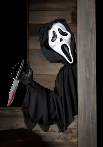 Ghost Face Stalker Fun World avec cagoule en tissu noir intégrée pour effet visuel saisissant