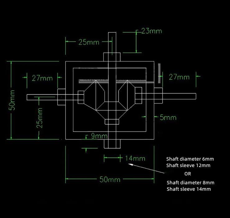 Jieotwice 90 Degree Right Angle Bevel Gear Angle Commutator Forward/Reverse Reversing Gear Box 1:1 S45C Carbon Steel Teeth 6/8MM Shaft (6MM Shaft)
