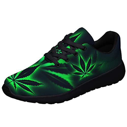 Sonzj-II Mens Womens Marijuana Leaf Shoes,Personalited Weed Running Sneakers Cannabis 420 Walking Tennis Shoes