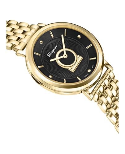 Ferragamo Minuetto Collection Luxury Womens Watch Timepieces with a Gold Bracelet and Case Featuring a Black Dial3