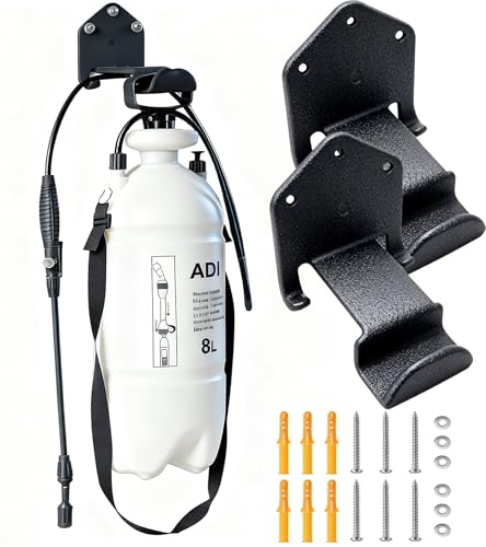 Pump Sprayer Holder, Backpack Blower Rack, 2 Pack Wall Mount Pressurized Garden Sprayer Hanger, Lawn Weed Sprayer Storage, Backpack Sprayer Oraganizer