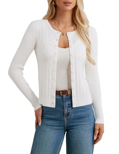 GRACE KARIN Damen Strickjacke Casual Kurz Cardigan Langarm Button Down...