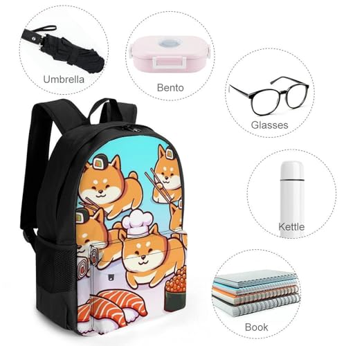 Lightweight Rucksack for Sports Travel Running - Big Capacity Multipurpose Anti-Theft Bookbag, Mshiba Inu And Sushi Travel and Sport Backpack Rucksack4
