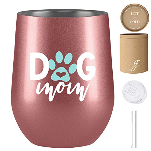 Dog Mom - Dog Mom Gifts - 12 oz Stainless Steel Wine Tumbler