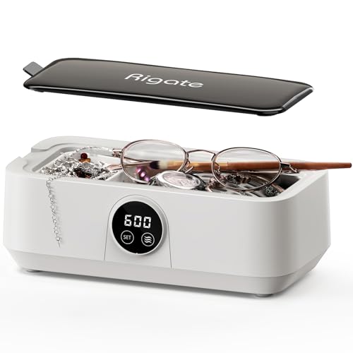 Limpiador ultrasónico RIGATE, 46 kHz, 600 segundos de funcionamiento continuo, ahorro de energía, adecuado para joyas, gafas, relojes, aparatos ortopédicos y electrodomésticos