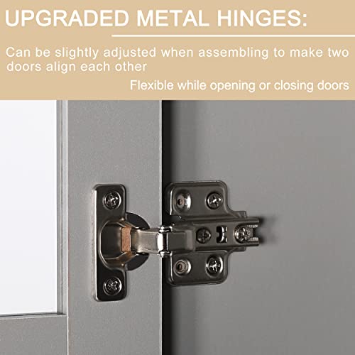 Mupater 72'' Kitchen Pantry Cabinet Storage Hutch With Microwave Stand, Freestanding Pantry Buffet Cabinet With Adjustable Shelves, Cupboard And Drawer For Home, Grey #TOP4