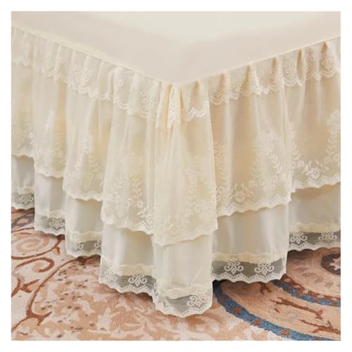 Falda de cama de encaje 180x200 colcha de princesa protector antiácaros 3 piezas 7