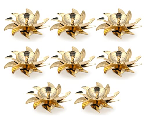 Image of CraftVatika Brass Diya for Puja Diwali Decoration Items Diya Oil Lamp /Diwali Lights /Festive Diya /Diyas for Decoration(Set of 8)